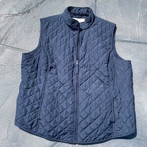 Women's Van Heusen Navy Blue Quilted Vest Full Zip Size XXL